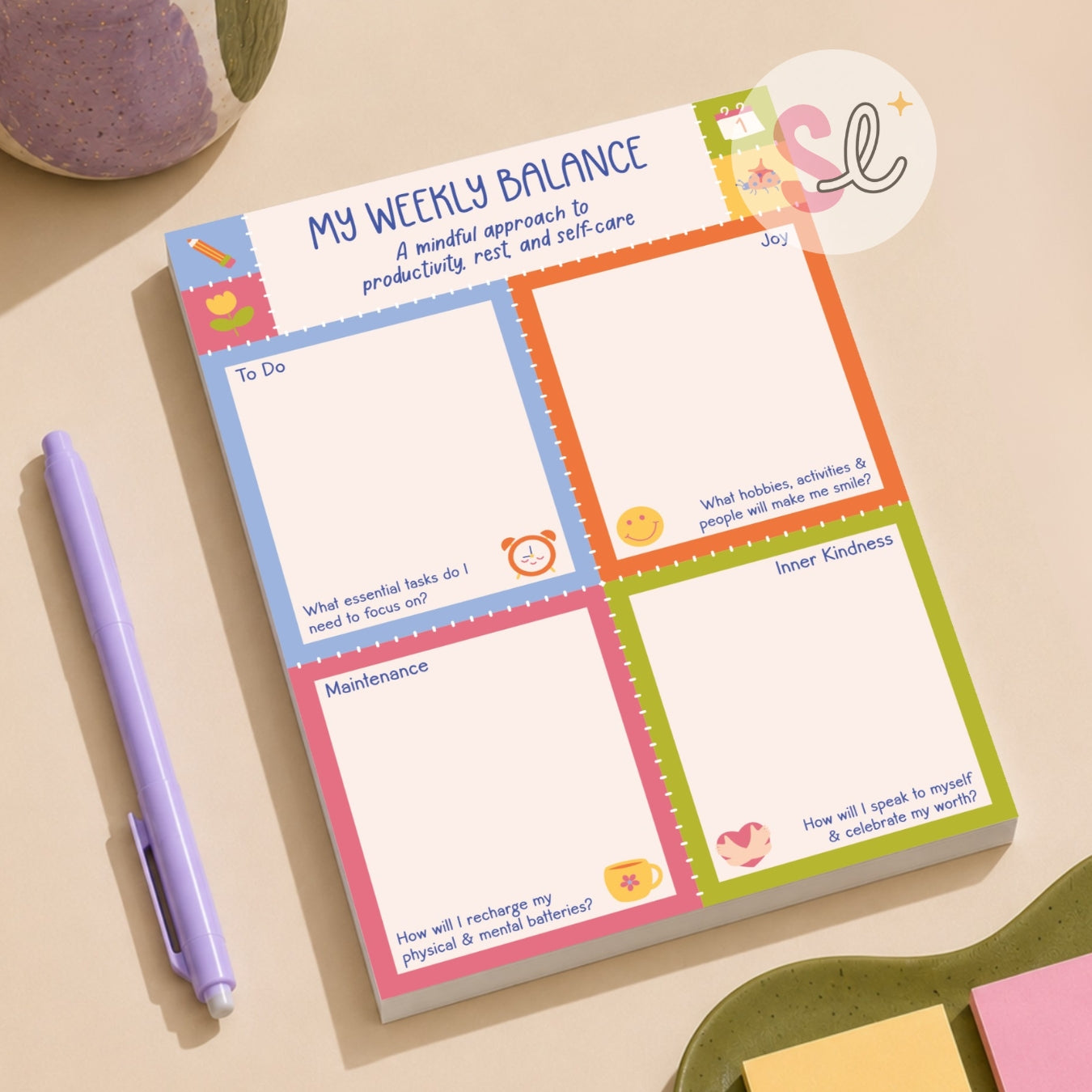 My Weekly Balance Notepad - Anti-Hustle Weekly Life & Rest Planner