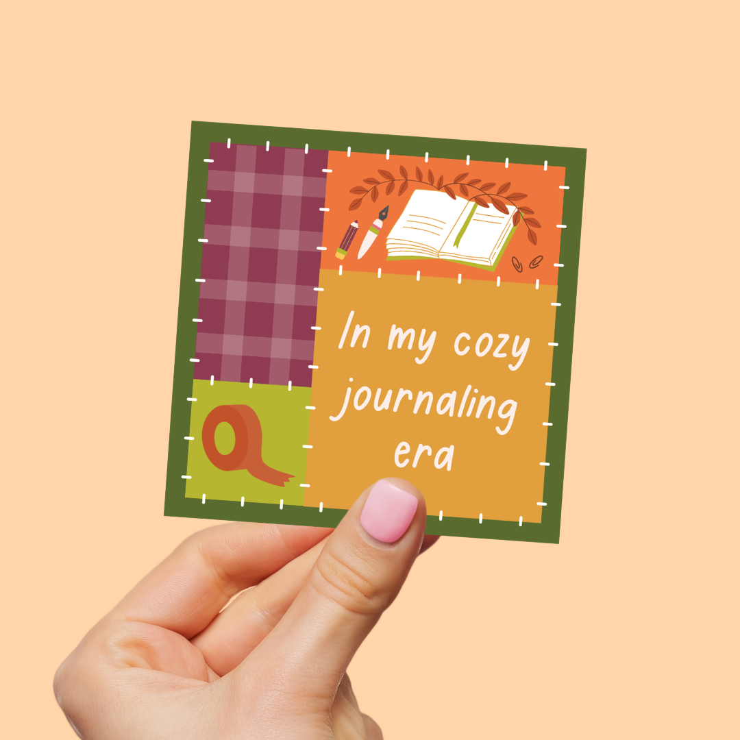 In My Cozy Journaling Era - Autumn Patchwork Die-Cut Sticker