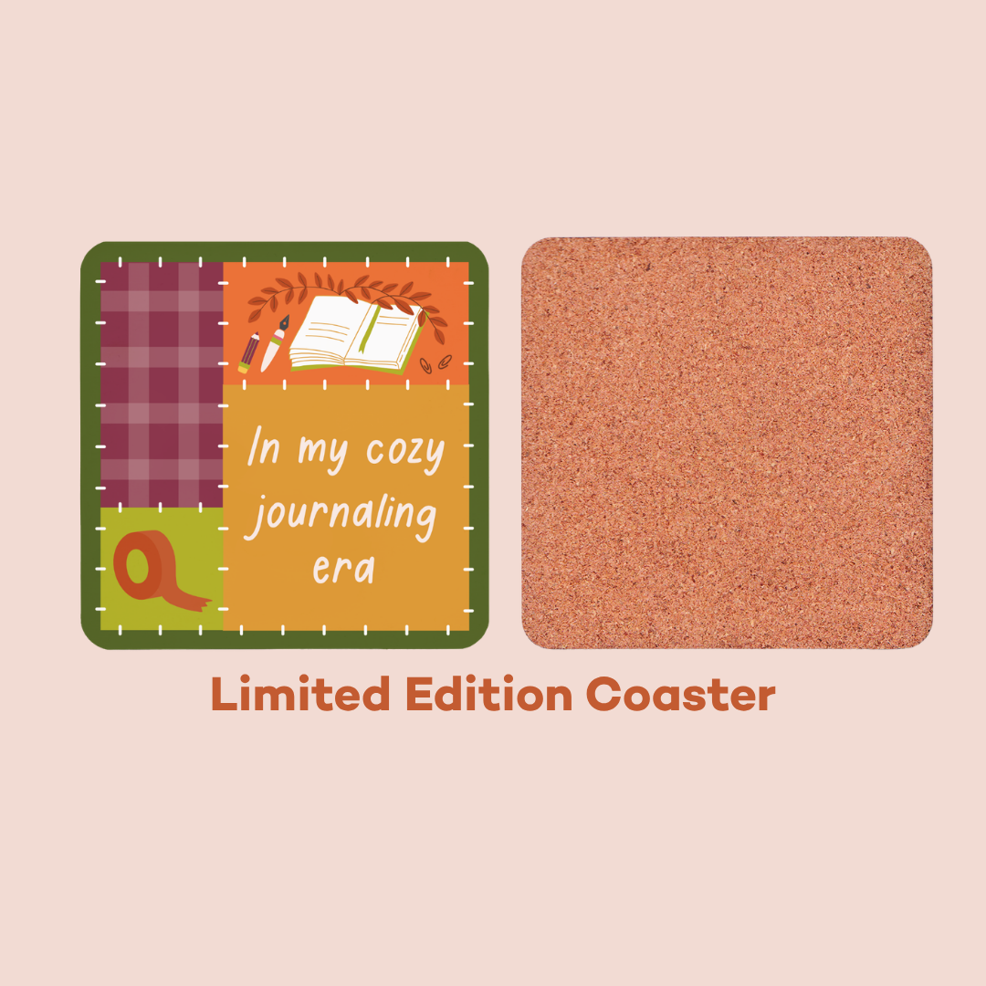 In My Cozy Journaling Era Coaster - Autumn Patchwork
