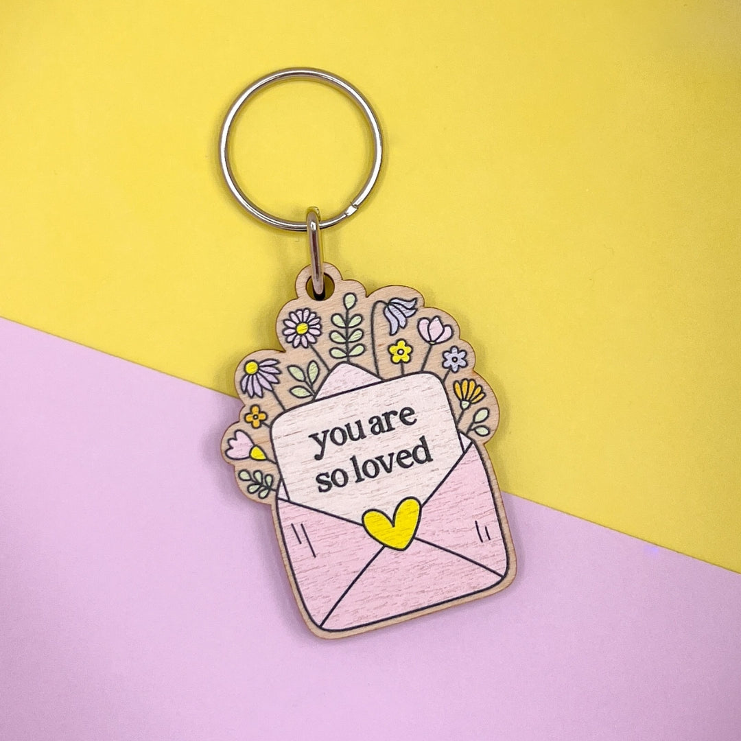You Are So Loved Wooden Keyring