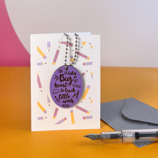 It Takes A Big Heart Teacher Card - Purple Teacher Gift