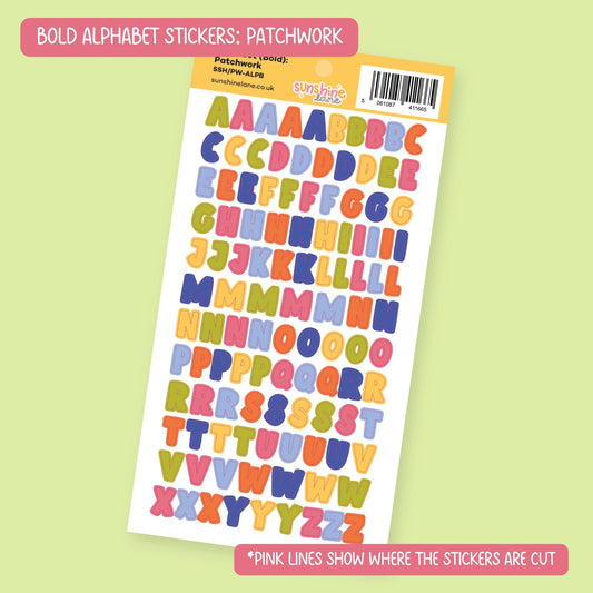 Bold Alphabet Sticker Sheet - Colourful Letter Stickers for Planners & Journaling