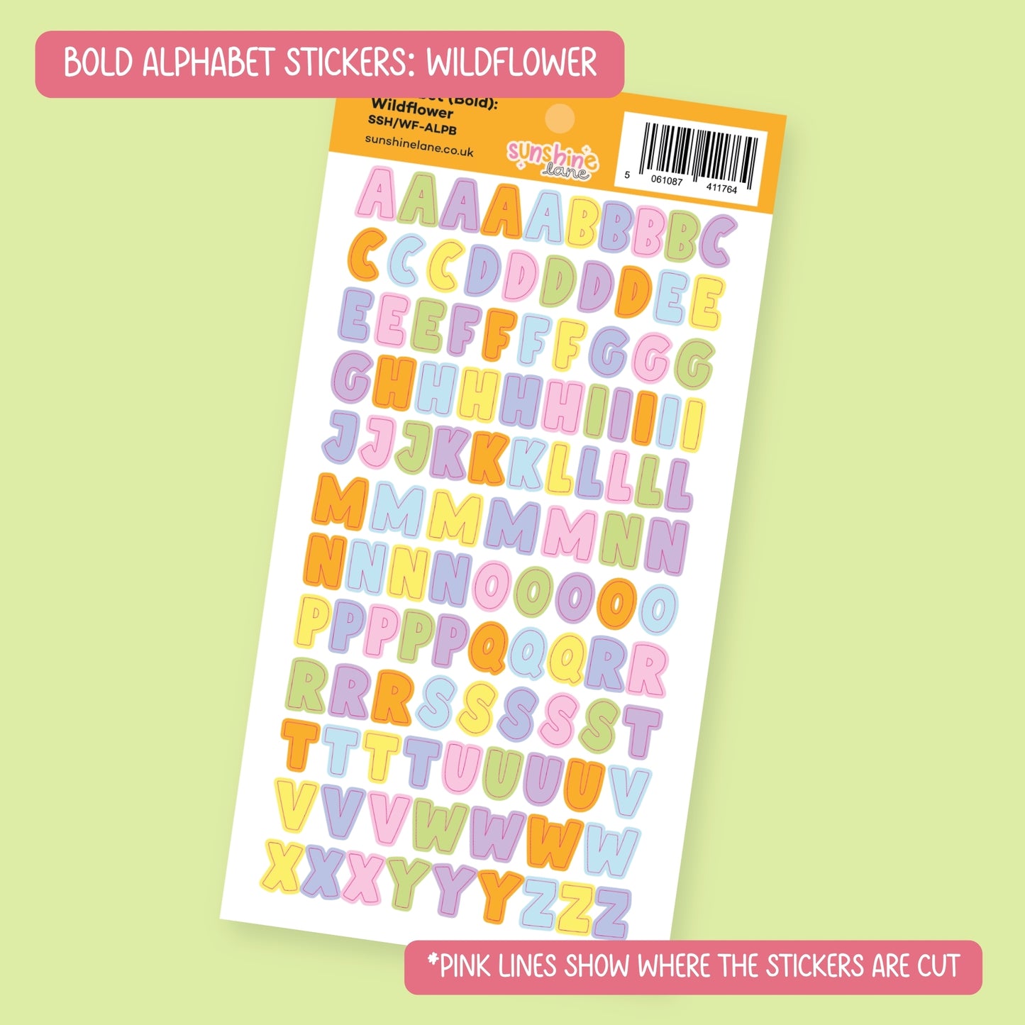 Bold Alphabet Sticker Sheet - Colourful Letter Stickers for Planners & Journaling