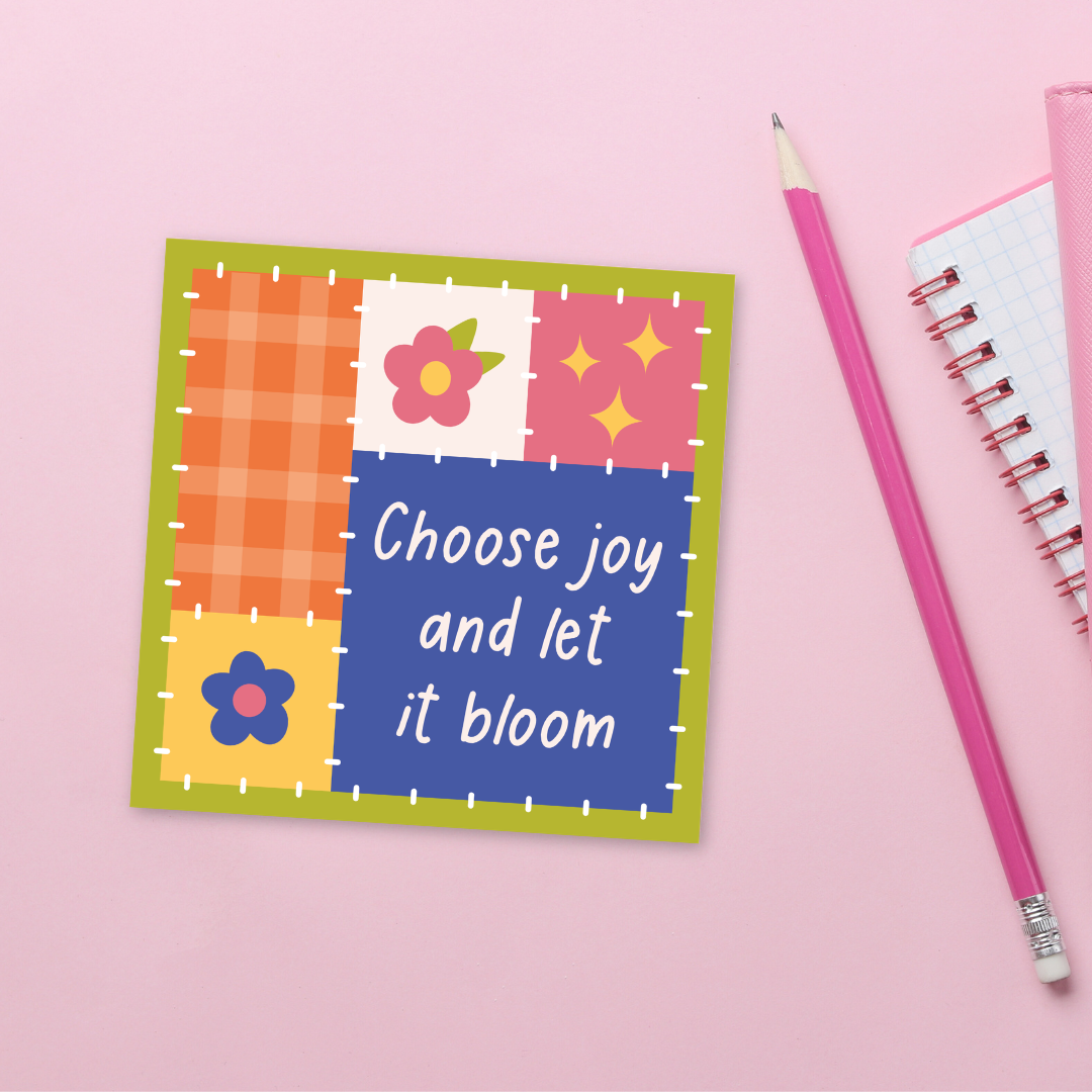 Choose Joy And Let It Bloom Patchwork Die-Cut Sticker