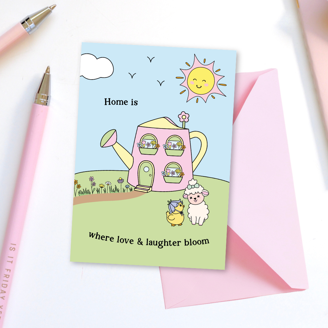 Home is Where Love & Laughter Bloom Greetings Card