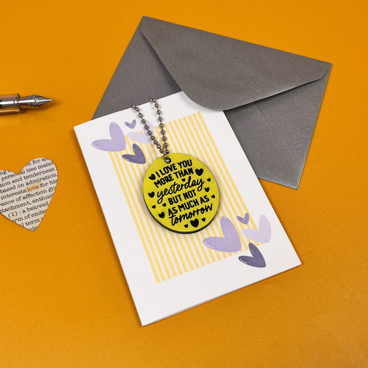I Love You More Card - Yellow Heart Token Gift