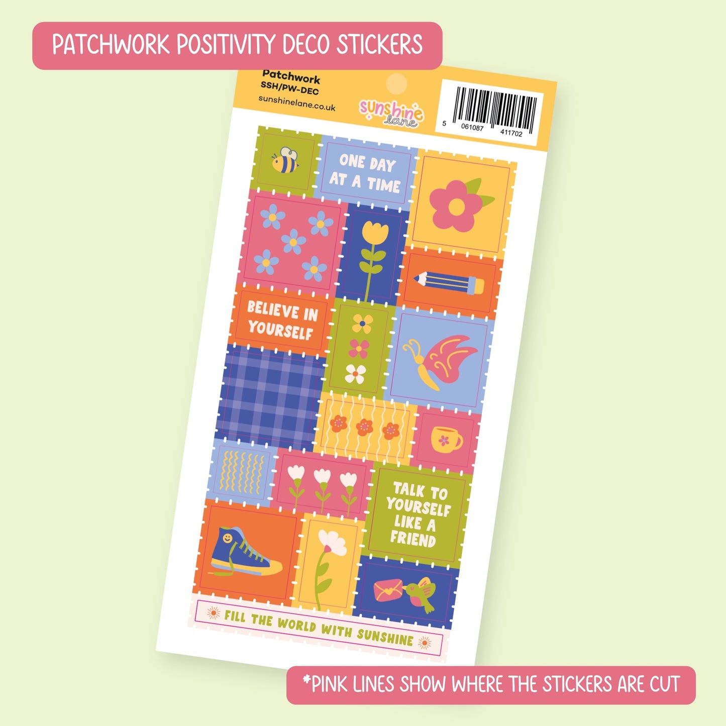 Patchwork Positivity Deco Sticker Sheet