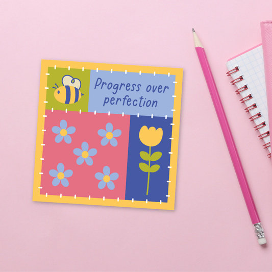Progress Over Perfection Patchwork Die-Cut Sticker