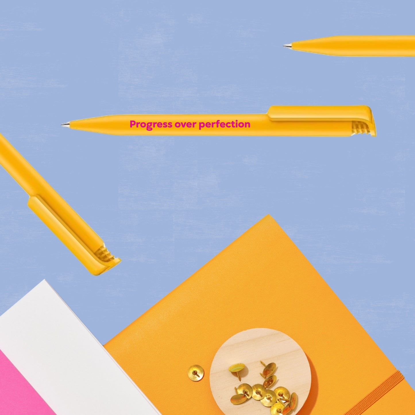 Progress Over Perfection Yellow Ballpoint Pen