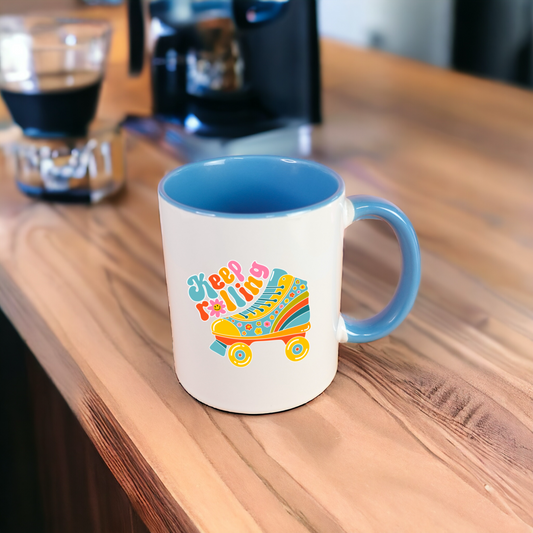 Keep Rolling Ceramic Mug | Retro Rollerskate