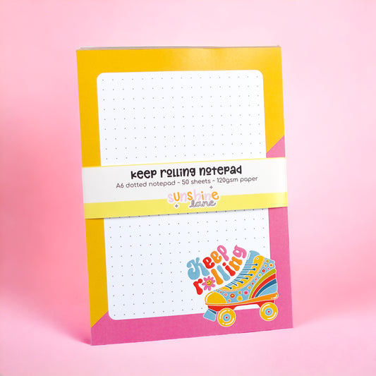 Keep Rolling A6 Dotted Notepad