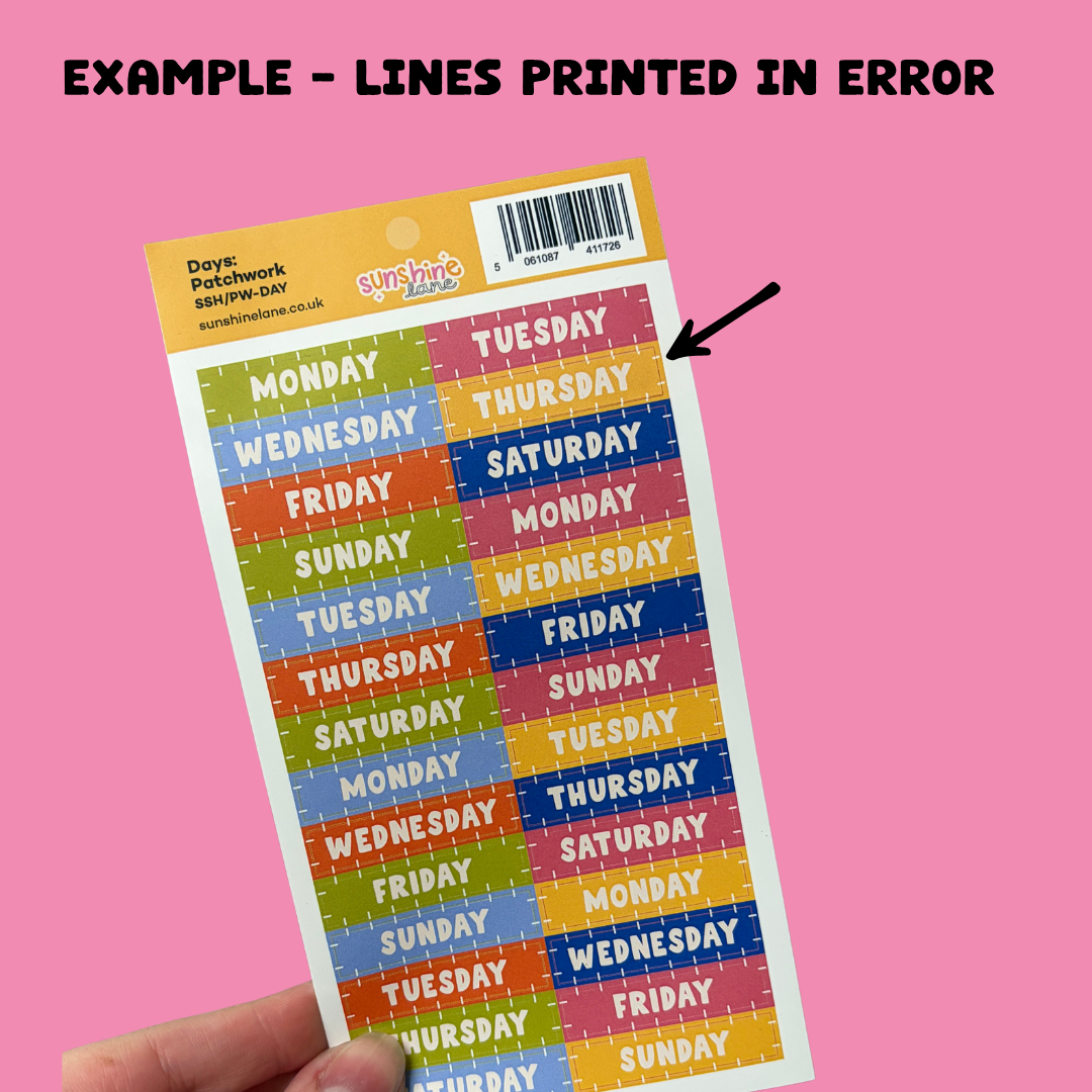 SECONDS Patchwork Days of the Week Sticker Sheet