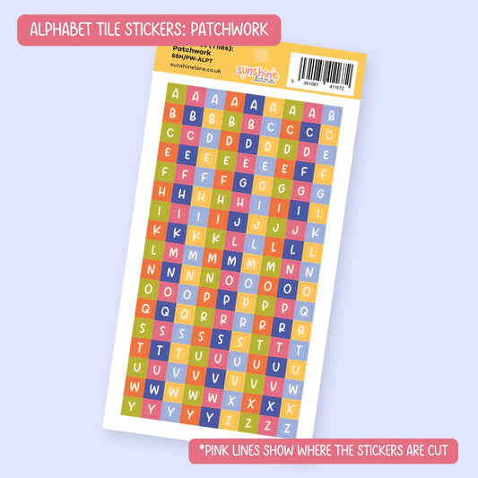 Alphabet Tile Sticker Sheet - Retro Letter Block Journaling Stickers