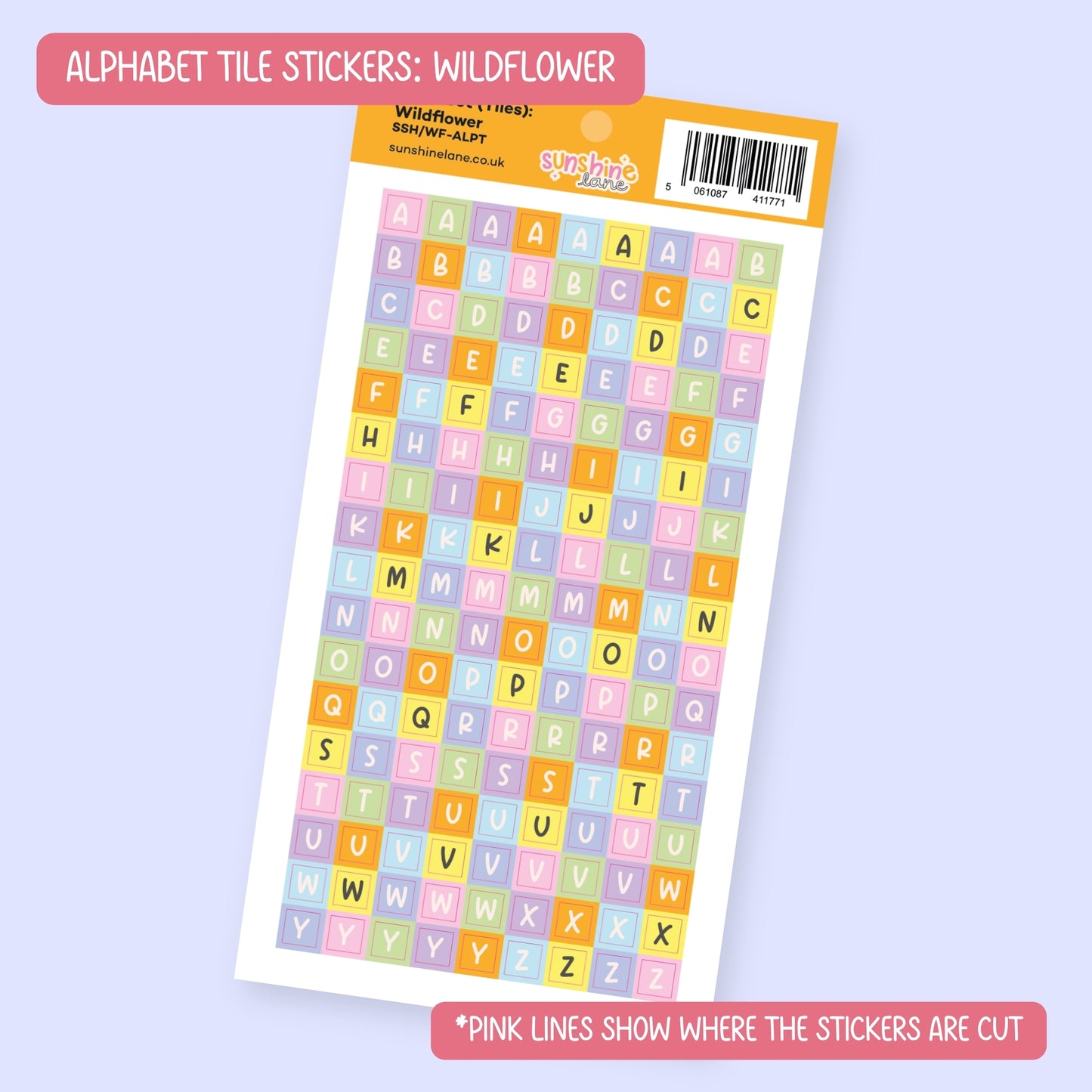 Alphabet Tile Sticker Sheet - Retro Letter Block Journaling Stickers