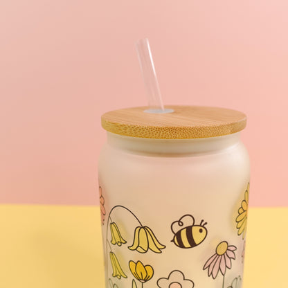 Be a Wildflower 16 oz Frosted Glass Tumbler