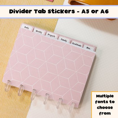 Divider Tab Sticker Labels - A5 & A6