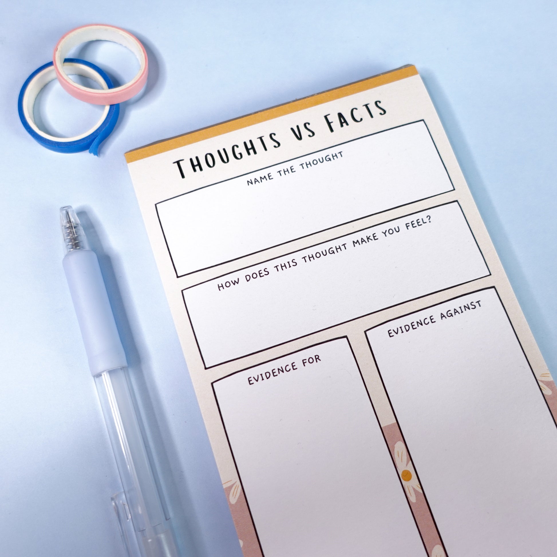 Thoughts vs Facts Notepad - Challenge Negative Thoughts – Sunshine Lane