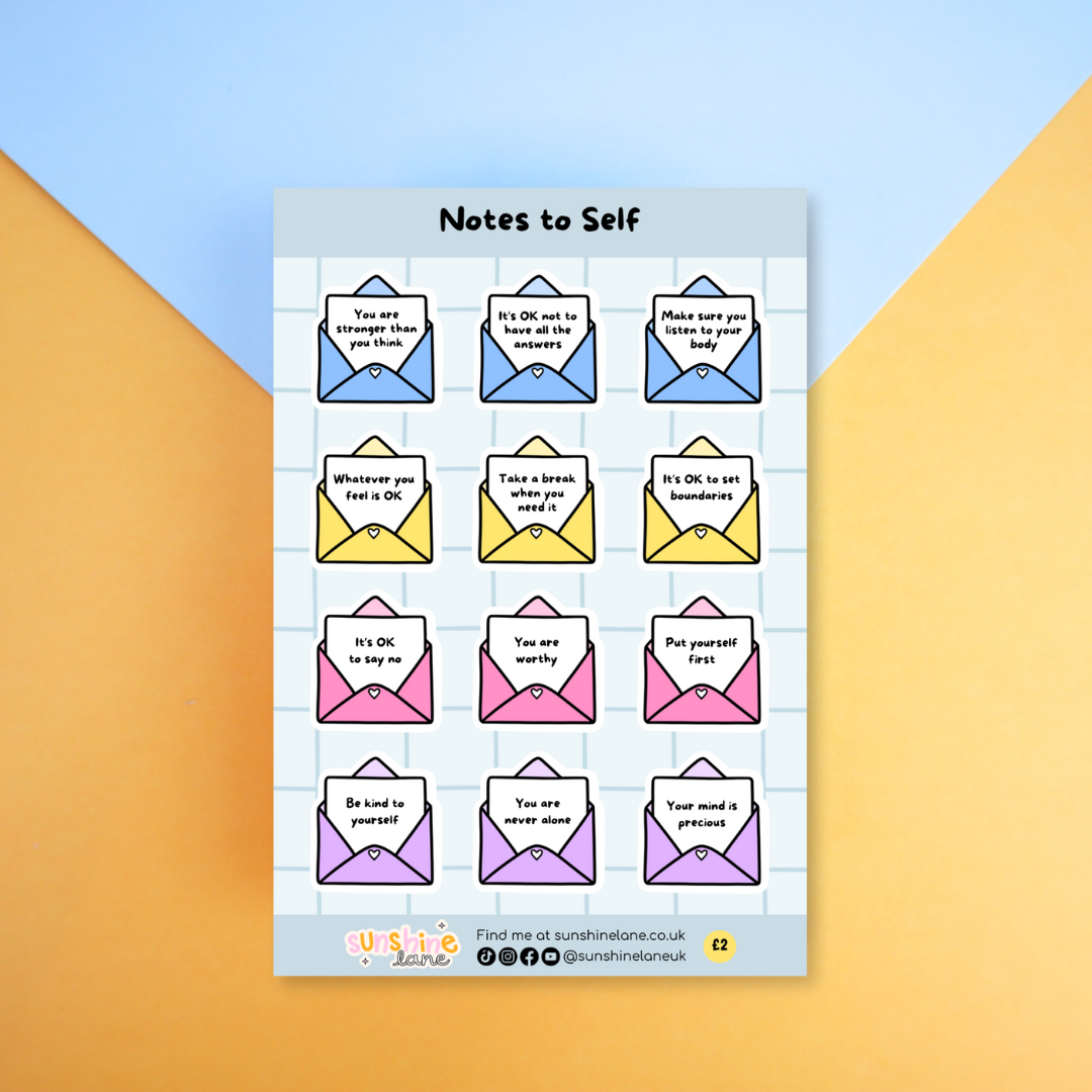 Notes to self affirmation stickers | positive messages and reminders for your wellbeing