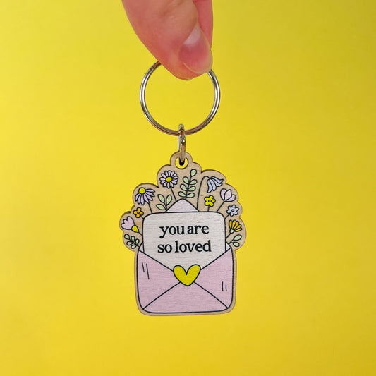 You Are So Loved Wooden Keyring