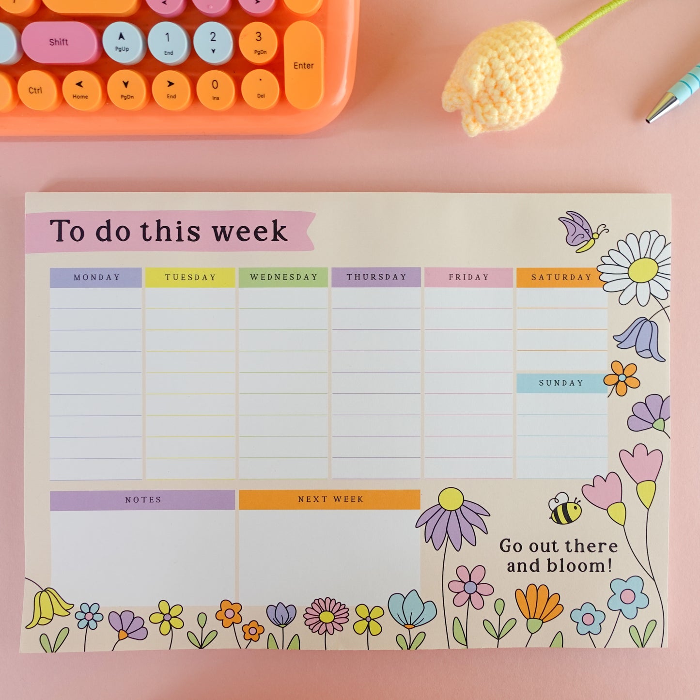 Wildflower A4 Weekly Desk Pad