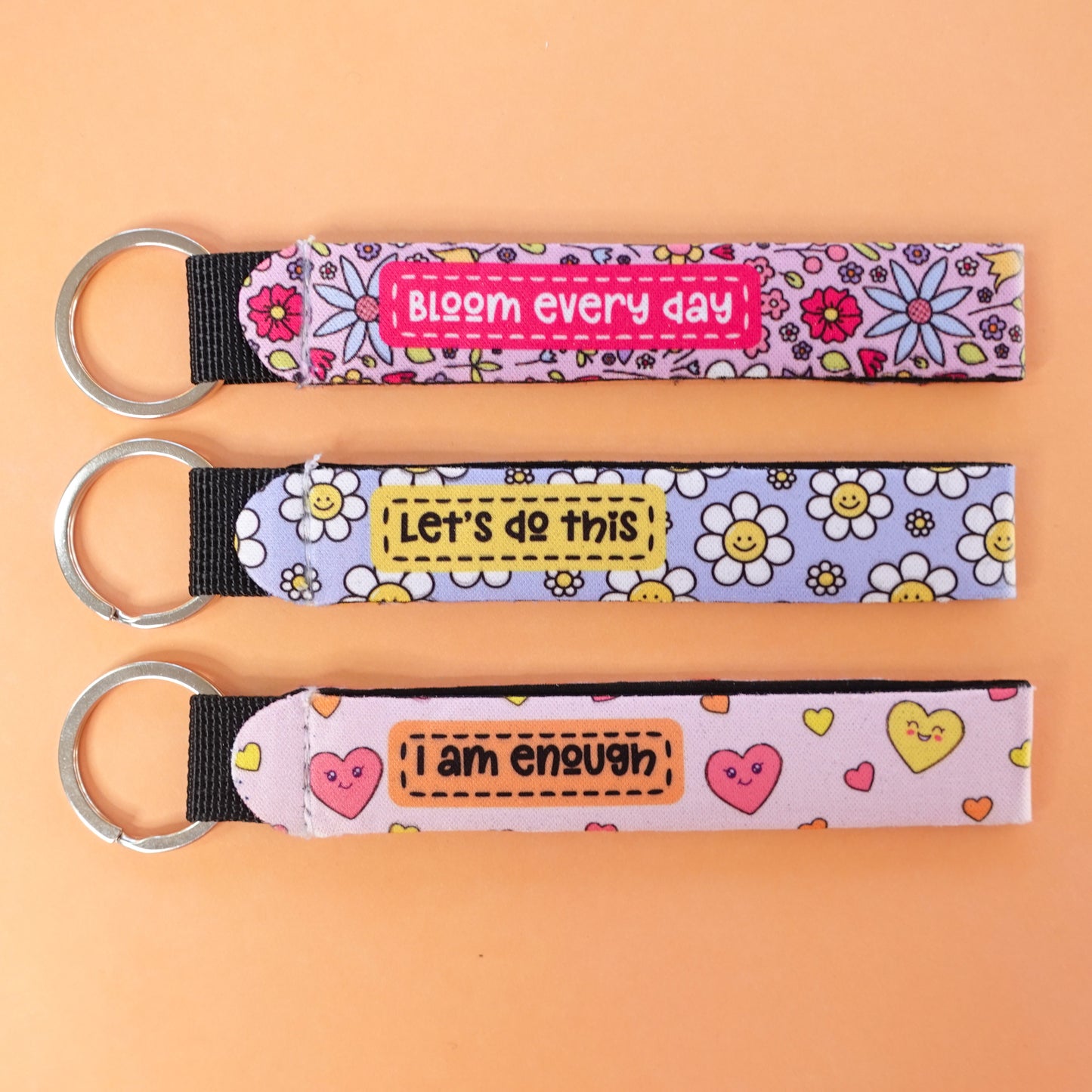 SECONDS Fun patterned wristlet keychains