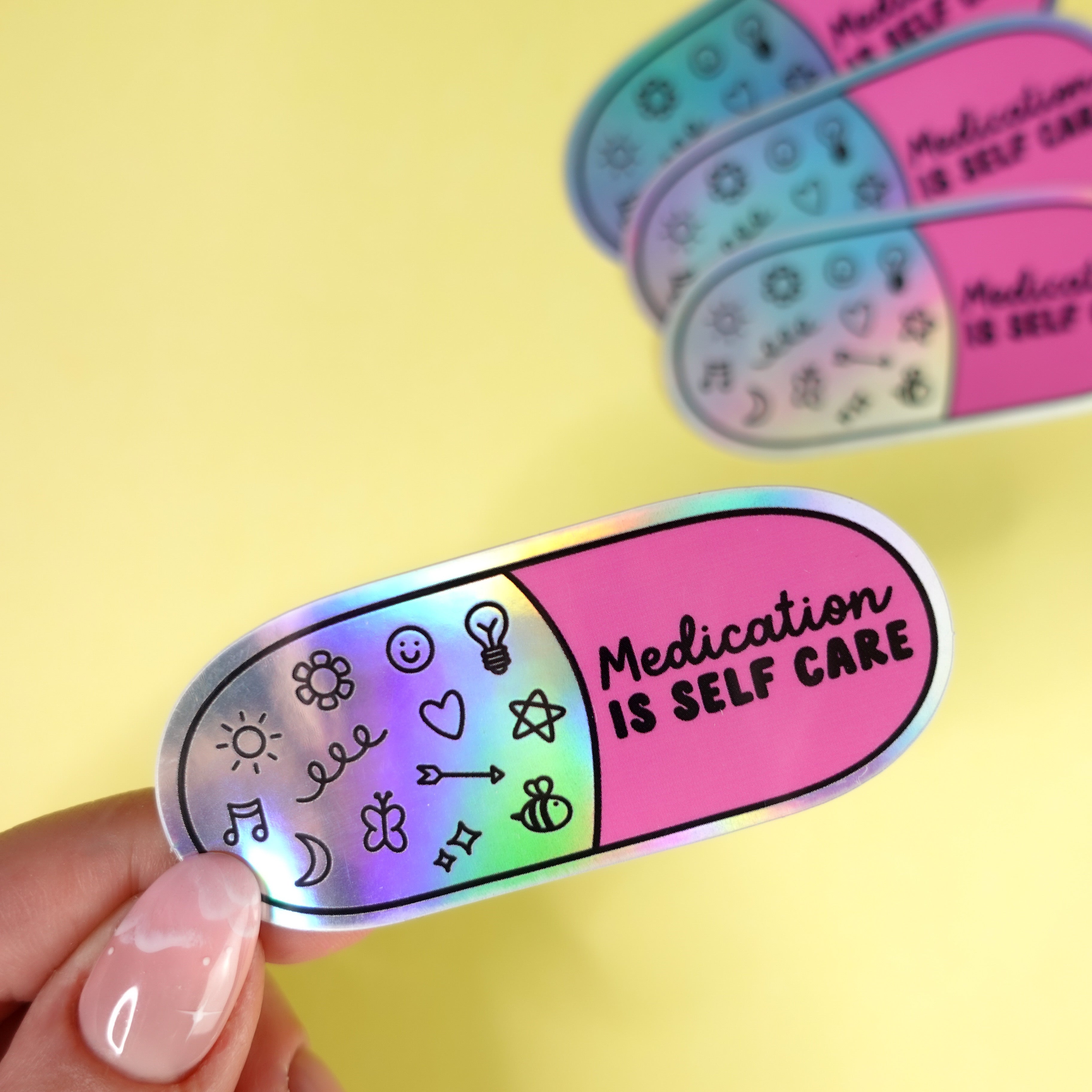 Medication File Sticker Medication is Self-Care Holographic Sticker – Sunshine Lane