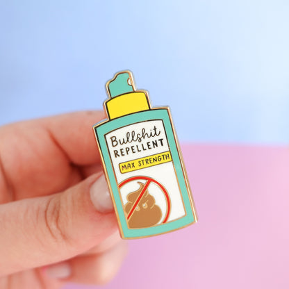 SECONDS Bullshit Repellent Gold Enamel Pin