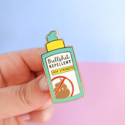 SECONDS Bullshit Repellent Gold Enamel Pin