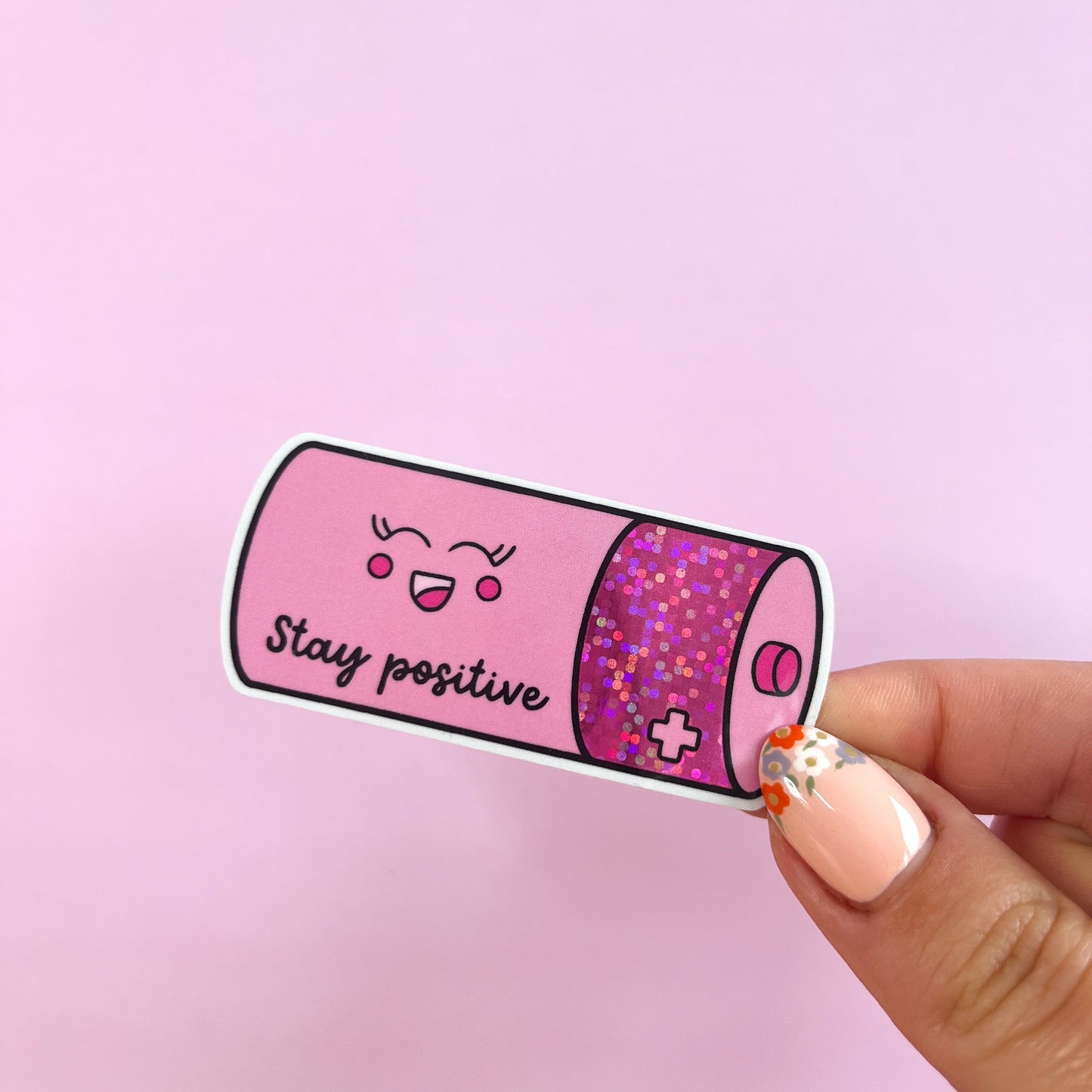 Stay Positive Glitter Sticker