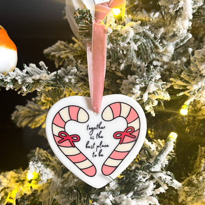 SECONDS Candy Cane Christmas Ornament - together is the best place to be