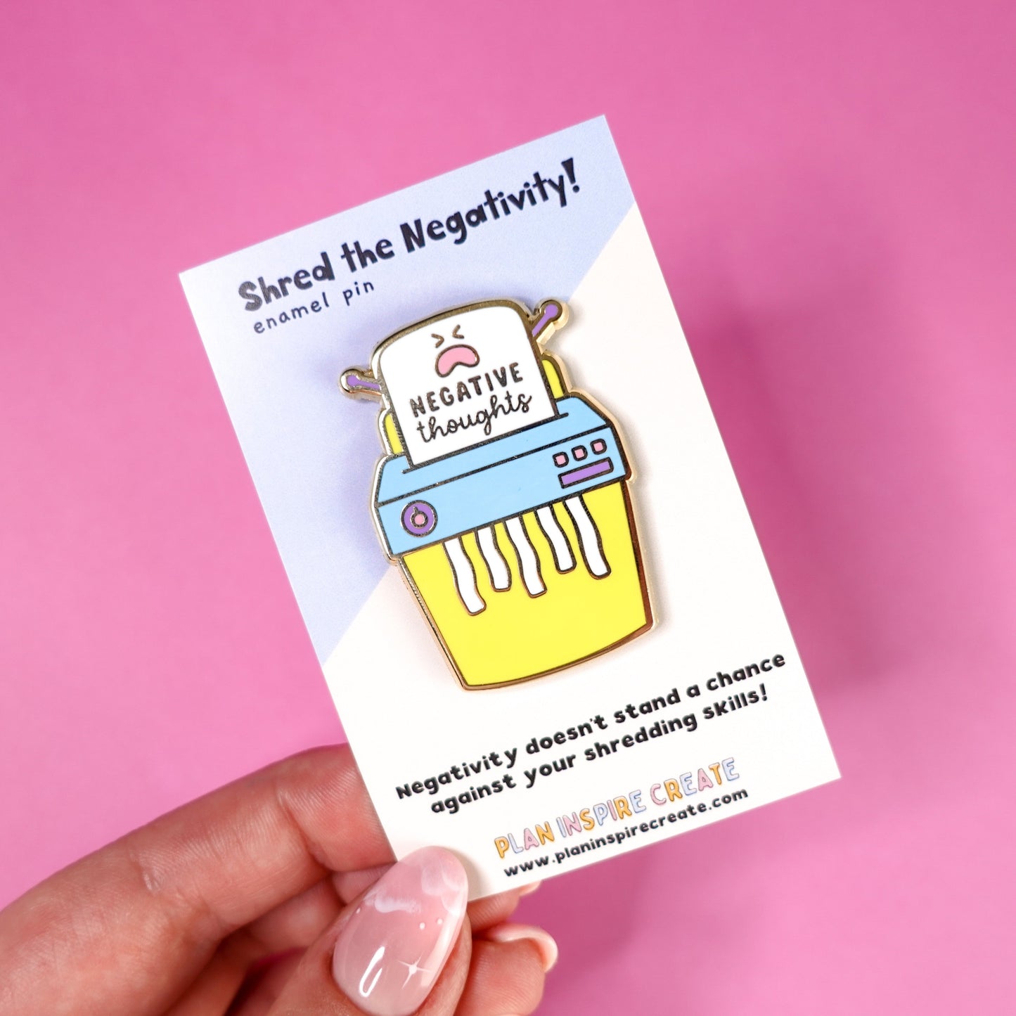 SECONDS Shred Your Negative Thoughts Gold Enamel Pin
