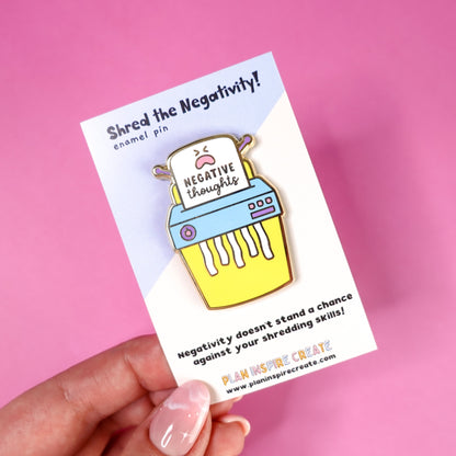 SECONDS Shred Your Negative Thoughts Gold Enamel Pin