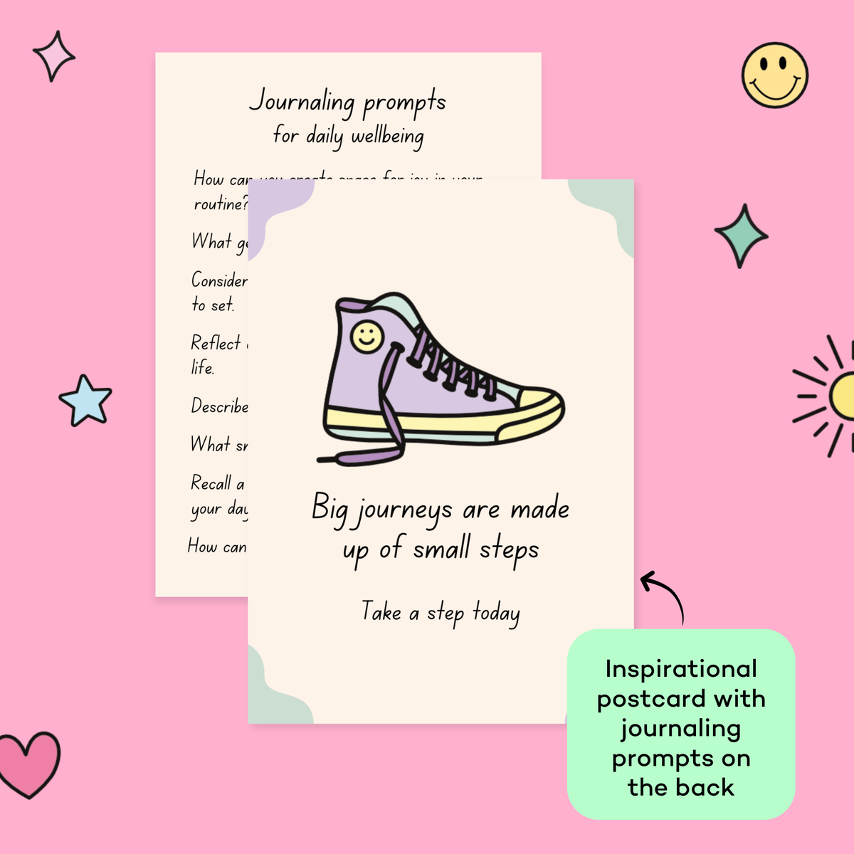 Small Steps Postcard with Journaling Prompts