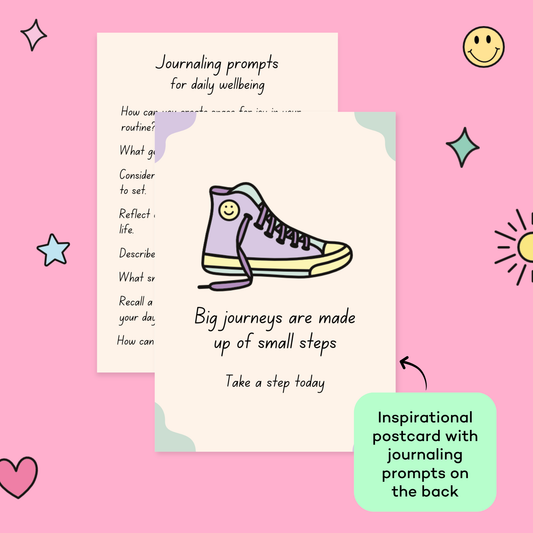 Small Steps Postcard with Journaling Prompts