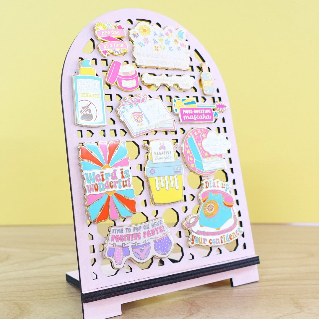 Wooden Enamel Pin Display Stand - Showcase Your Collection!