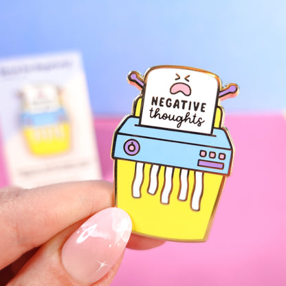 SECONDS Shred Your Negative Thoughts Gold Enamel Pin