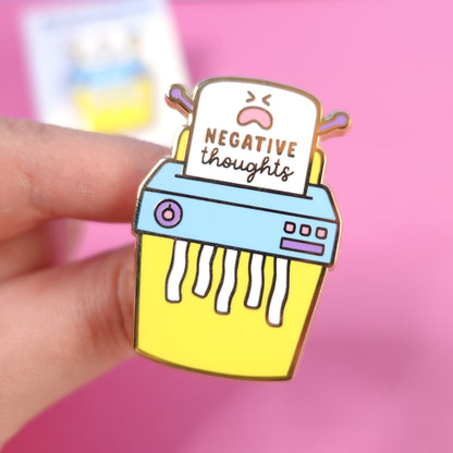 SECONDS Shred Your Negative Thoughts Gold Enamel Pin