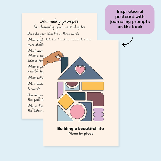 Building a Beautiful Life Postcard with Journaling Prompts