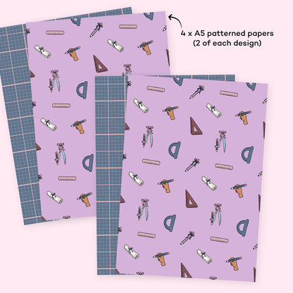 Blueprint patterned journaling papers