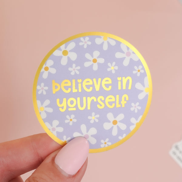 Believe in Yourself Sticker with Gold Mirror Accents – Sunshine Lane