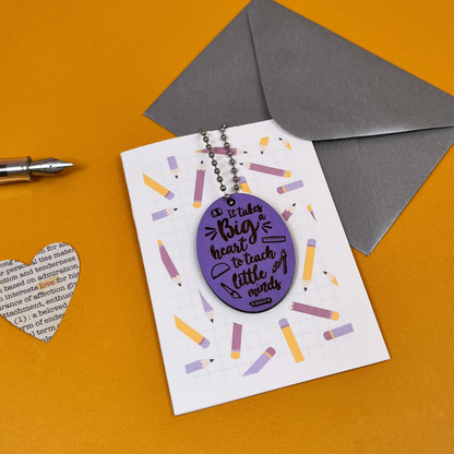 It Takes A Big Heart Teacher Card - Purple Teacher Gift
