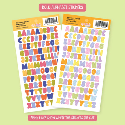 Bold Alphabet Sticker Sheet - Colourful Letter Stickers for Planners & Journaling