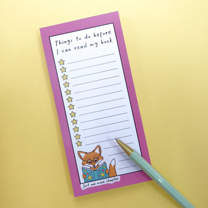 Bookish To Do List Notepad - Things to do before I can read my book