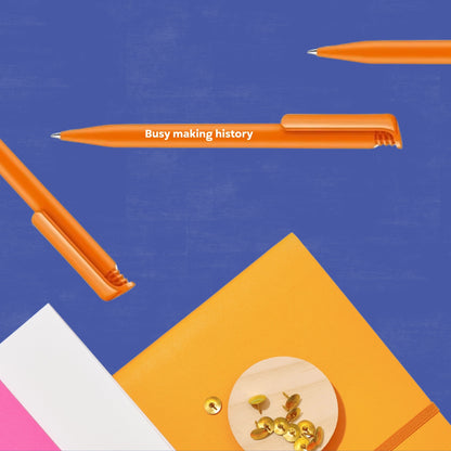 Busy Making History Orange Ballpoint Pen