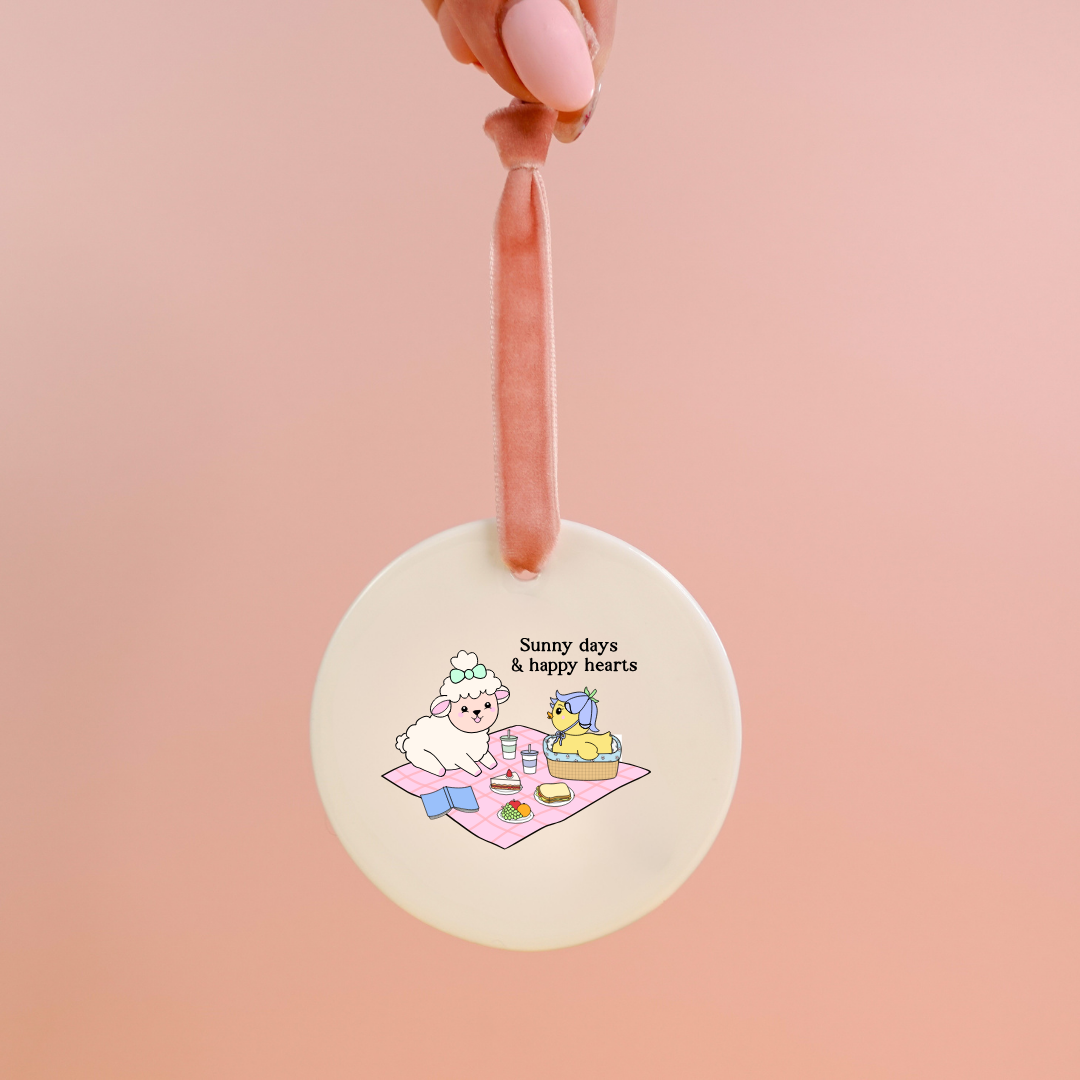 SAMPLE Sunny Days & Happy Hearts Ceramic Ornament