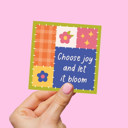 Choose Joy And Let It Bloom Patchwork Die-Cut Sticker