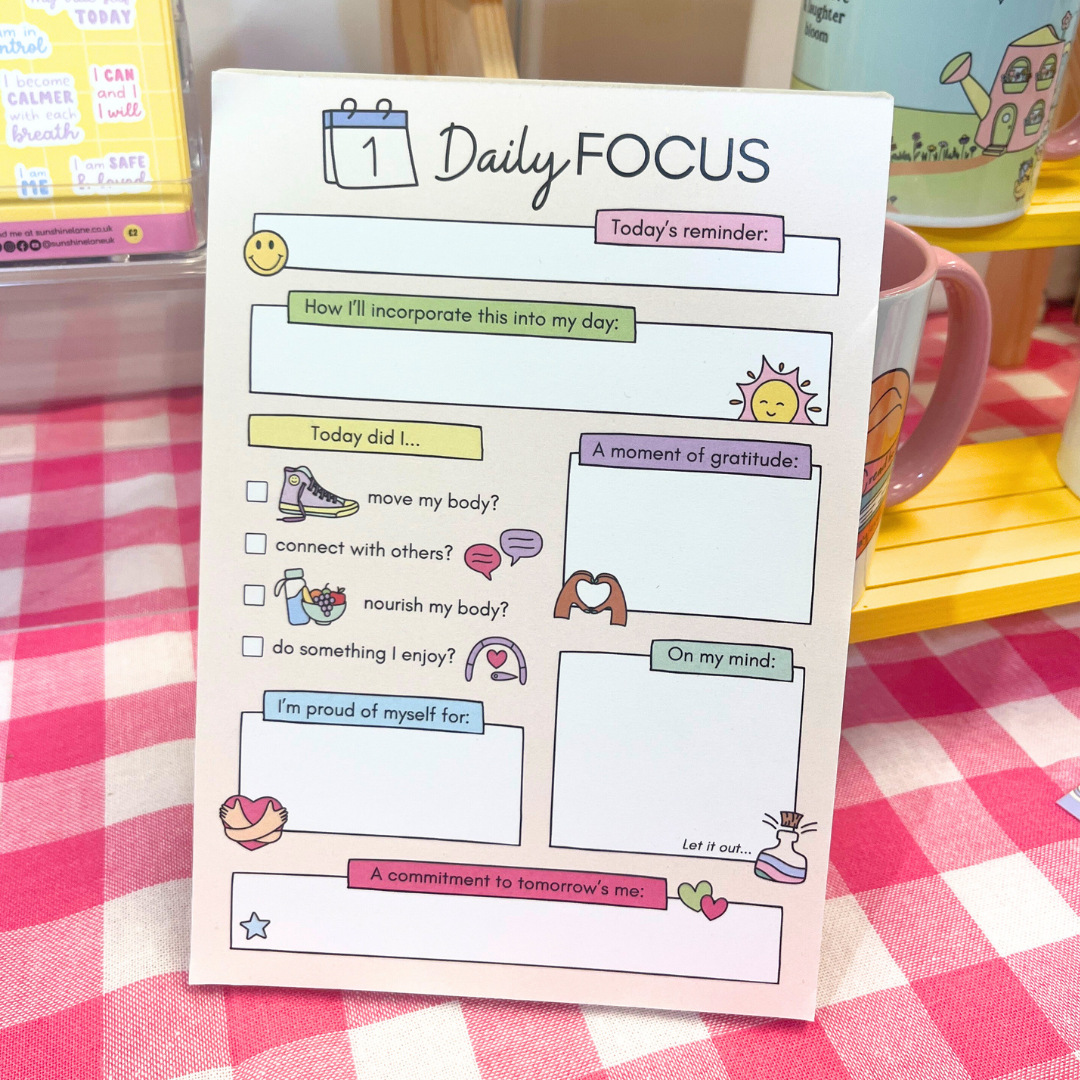 Daily Focus Self-Care Notepad - A5