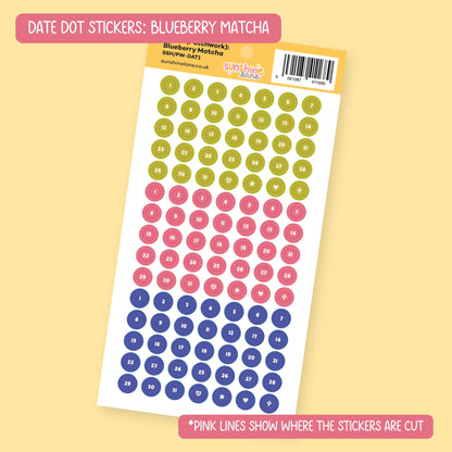 Date Dots 1-31 Sticker Sheet - Numbered Planner Dots for Undated Diaries