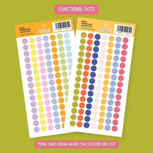 Functional Planner Dots Sticker Sheet - Tiny Bullet Journaling & Colour-Coding Dots