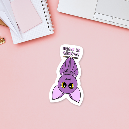 Hang in there - cute halloween bat sticker
